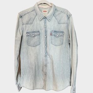 Levi's Men's Slim Fit Light Blue Cotton Button Down Shirt Sz L